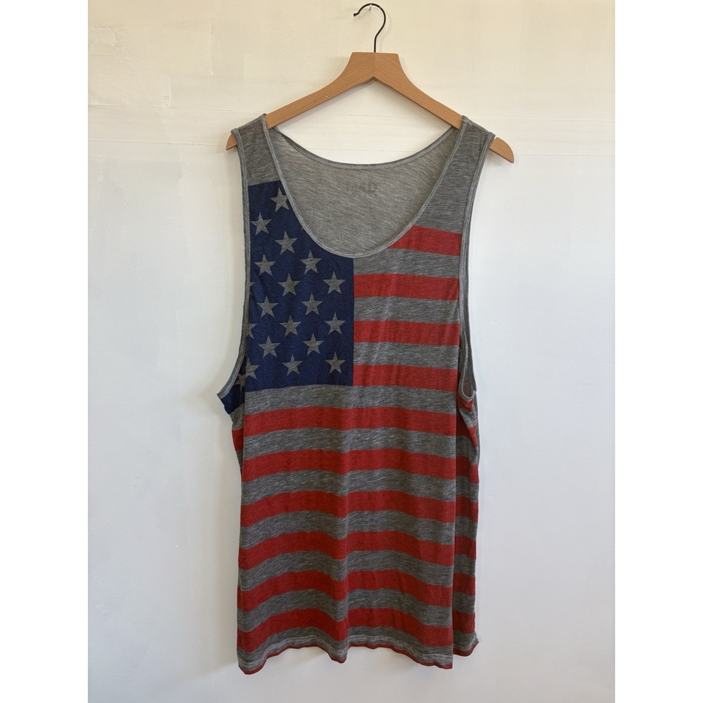 Mad Engine Men's USA Flag Tank Top 2XL. Patriotic casual Vintage 4th of July.